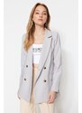 Trendyol Gray Woven Lined Double Breasted Blazer with Closure