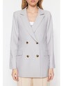 Trendyol Gray Woven Lined Double Breasted Blazer with Closure