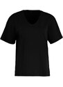 Trendyol Black 100% Cotton Oversize V Neck Knitted T-Shirt