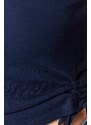 Trendyol Navy Blue-White 2-Pack Smocking Detailed Pool Collar Corduroy, Stretchy Knit Undershirt