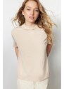 Trendyol Brown-Beige 2-Pack 100% Cotton Basic Stand-Up Collar Knitted T-Shirt