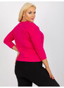 Fashionhunters Halenka s aplikací Fuchsia Plus Size s výstřihem do V