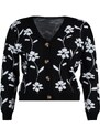 Trendyol Curve Black Floral Patterned Knitwear Cardigan