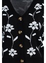 Trendyol Curve Black Floral Patterned Knitwear Cardigan