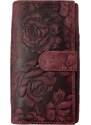 Lozano Dámská celokožená peněženka s růží vínová 3929