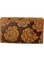Lozano Dámská kožená peněženka s růží hnědá 3995