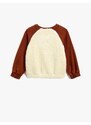 Koton Plush Sweater Detailed Sweatshirt With Embroidered