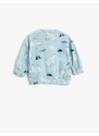 Koton Soft Textured Polar Bear Print Sweatshirt with Long Sleeves with Elastic Cuffs.