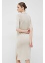 Šaty z vlněné směsi Calvin Klein béžová barva, mini