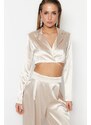 Trendyol Beige Lined Weave Satin Jacket