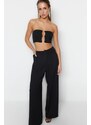 Trendyol Black Crop Lined Woven Shiny Stone Window/Cut Out Detailed Bustier