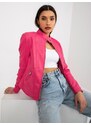 Fashionhunters Tmavě růžová dámská motorkářská bunda z umělé kůže s kapsami