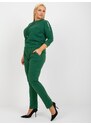 Fashionhunters Tmavě zelené plus size tepláky s elastickým pasem od Savage