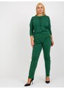 Fashionhunters Tmavě zelené plus size tepláky s elastickým pasem od Savage