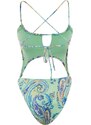 Trendyol Paisley vzorované plavky s kulatým výstřihem s doplňky s vysokými nohavicemi