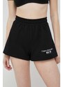 Kraťasy Calvin Klein Jeans dámské, černá barva, s aplikací, high waist