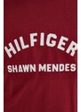 Tričko Tommy Hilfiger x Shawn Mendes vínová barva, s potiskem