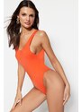 Trendyol Red Round Neck Swimwear with Low-Cut Back Regular Leg