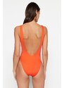 Trendyol Red Round Neck Swimwear with Low-Cut Back Regular Leg