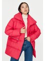 Trendyol Fuchsia Oversize Zipper Detail Puffer Coat