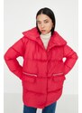 Trendyol Fuchsia Oversize Zipper Detail Puffer Coat