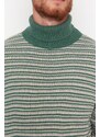 Trendyol Mint Oversize Fit Turtleneck Striped Knitwear Sweater