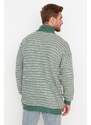 Trendyol Mint Oversize Fit Turtleneck Striped Knitwear Sweater