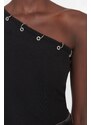 Trendyol Black Ribbed Eyelets Detailed Fitted Knitted Blouse