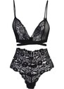 Trendyol Black Lace Capless Lacing Detailed Knitted Lingerie Set