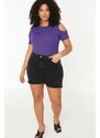 Trendyol Curve Purple Ribbed Knitted Cut Out Detailed Blouse