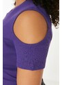 Trendyol Curve Purple Ribbed Knitted Cut Out Detailed Blouse