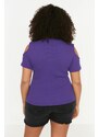 Trendyol Curve Purple Ribbed Knitted Cut Out Detailed Blouse