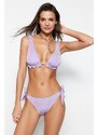 Trendyol Lilac Triangle Ruffle Glitter Bikini Top