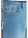 Trendyol modré džíny ze 100% bavlny s vysokým pasem a zapínáním na knoflíky