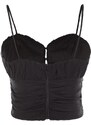 Trendyol Black Crop Lined Poplin Bustier