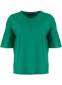 Trendyol Curve Green Wide Fit Embroidered Knitted T-Shirt