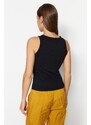 Trendyol Black Cotton, Sleeveless, Knitted Singlet