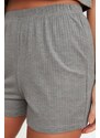 Trendyol Gray Ribbed Cotton Knitted Pajamas Set