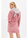 Trendyol Powder Belted Animal Figured Hooded Wellsoft Knitted Dressing Gown