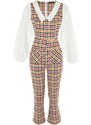 Trendyol Multicolored Belted Collar Detailed Woven Jumpsuit