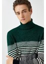 Koton Basic Knitwear Sweater Turtleneck Color Block Slim Fit.