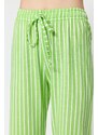 Trendyol Green Cotton Striped Animal Printed Shirt-Pants Knitted Pajamas Set