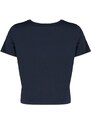 Trendyol Curve Navy Blue Printed Crop Knitted T-shirt