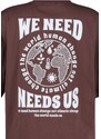 Trendyol Brown 100% Cotton Front and Back Printed Oversize/Wide Pattern Knitted T-Shirt
