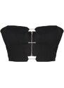 Trendyol Black Crop Lined Woven Shiny Stone Window/Cut Out Detailed Bustier