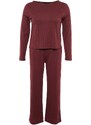 Trendyol Curve Claret Red Knitted Pajamas Set