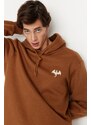Trendyol Brown Men's Regular/Normal Cut Animal Embroidery Fleece Inside Sweatshirt