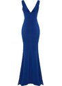 Trendyol Saks Fitted Lined Knitted Flounce Long Evening Evening Dress