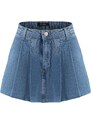 Trendyol Blue Pleated Normal Waist Denim Short Skirt