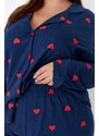 Pletené pyžamo Trendyol Curve Navy Blue Heart Pletené pyžamo Set